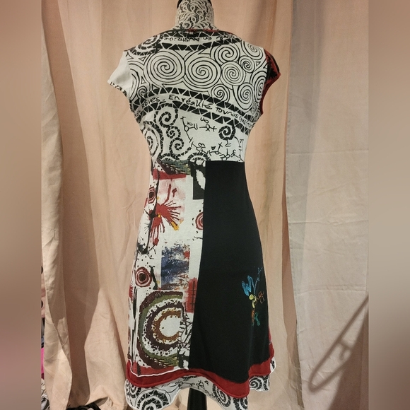 Vibrant Asymmetrical Dress with Abstract Design - Picture 7 of 7